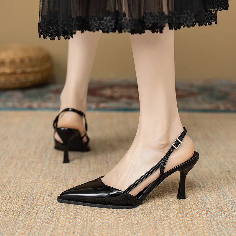 Cyflymder  High Heel Shoes Fashion Slip-on Women's  Pumps Summer Solid Office and Career Sexy Pointed Toe Heeled Sandals