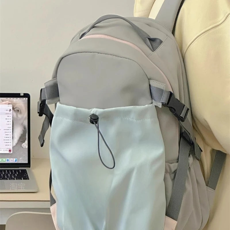 Cyflymder  Outdoor Sports Contrast Color Drawstring Schoolbags Men Y2k Casual Travel Backpack High-capacity Backpacks for Women Students
