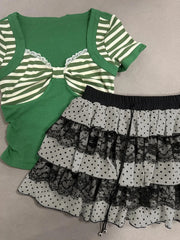 Cyflymder  Vintage Dresses Y2k 2000s Gothic Punk Aesthetic Harajuku Woman Clothes 2Piece Set Slim Summer Top+Mini Skirt Elegant 2000s Dress