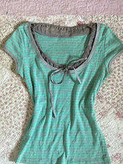 Cyflymder   Green Striped O Neck Fashion Versatile Short Sleeved T-shirt Women Summer New Outfit Wearing Spicy Girl Slim Top Ins