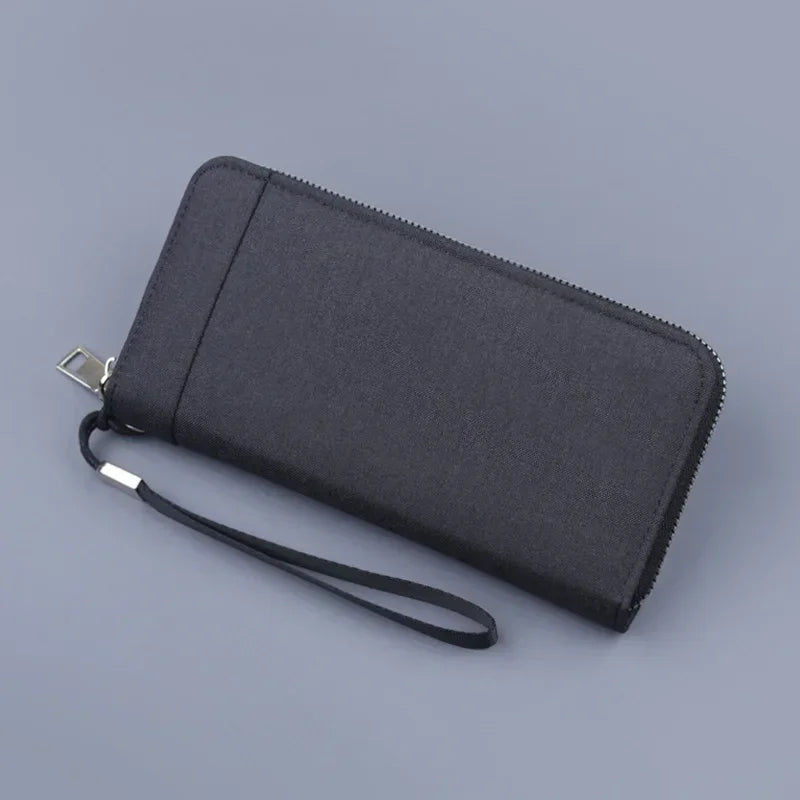 Cyflymder  Men Long Purse Simple Canvas Zipper Wallet Cellphone Handbag Business Multi Card Holder Male Wallet Case Money Card Bags