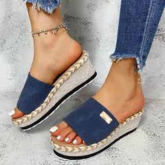 Cyflymder  Women Summer Fashion Slippers Casual Wedge Slippers Breathable Thick Sole Beach Shoes Comfortable Slippers for Outdoor 547