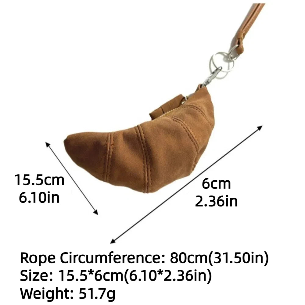 Cyflymder  Fashion Suede Hanging Neck Wallet Elegant Card Holder Sweater Chain Croissant Korean Style Coin Purse with Lanyard Outdoor