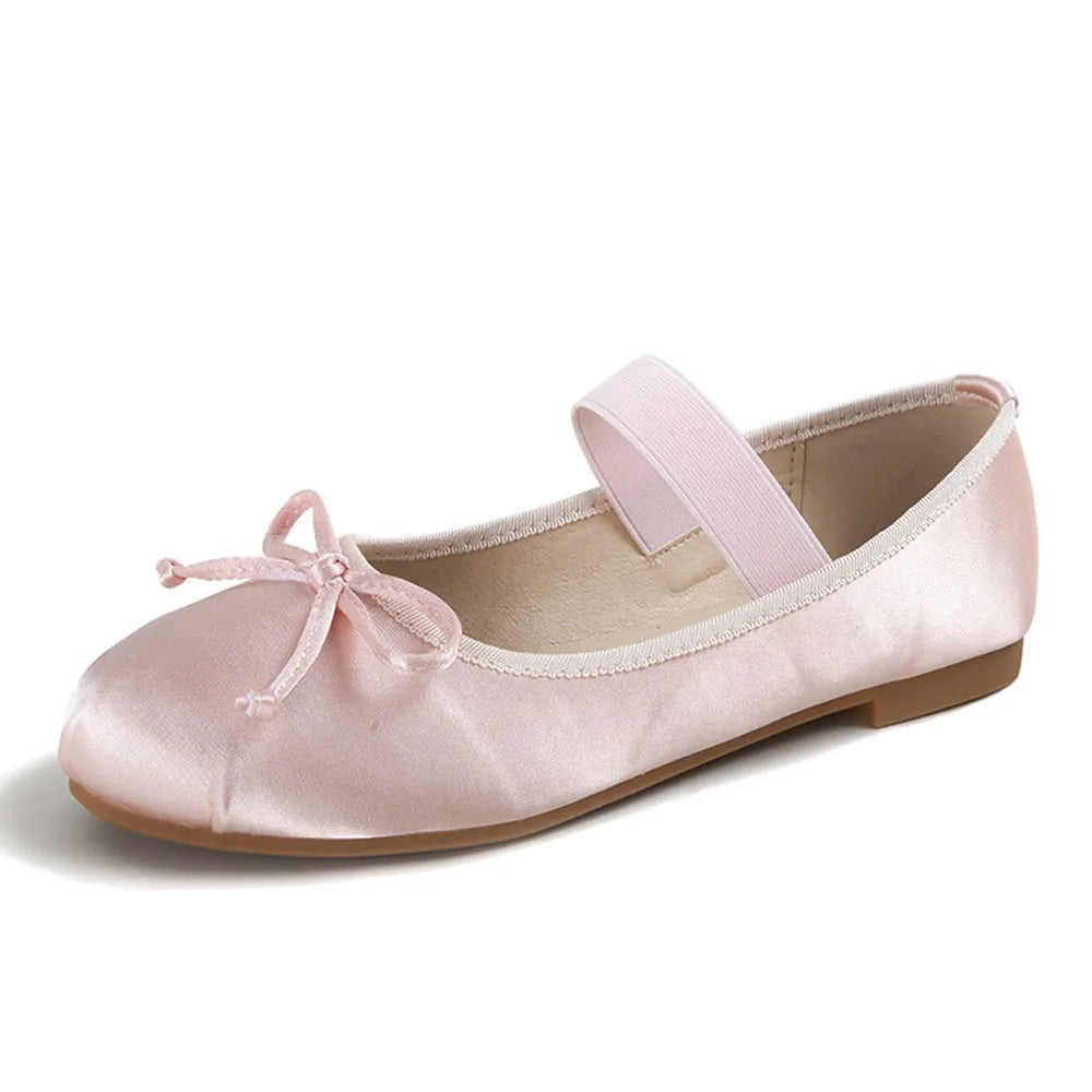 Cyflymder   Brand Big Size 34-44 Round Toe Pink Ballerina Flats Satin Mary Jane Shoes White Fairy Style Sweet Lolita Ballet Shoes Women