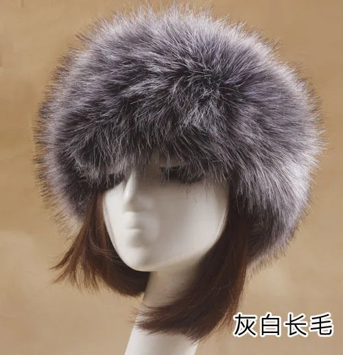 Cyflymder Winter Thick Furry Hairband Fluffy Russian Faux Fur Women Girl Fur Headband Hat Winter Outdoor Earwarmer Ski Hats Hot