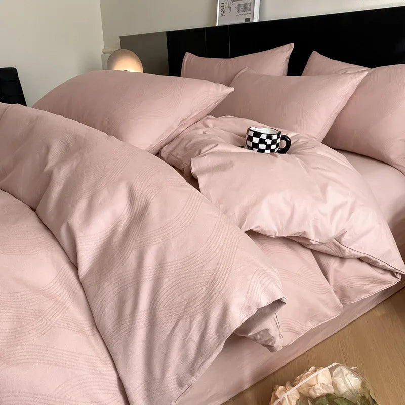Cyflymder  Light Luxury Soft Thick 100% Cotton Flat Sheet Sets Satin Jacquard Silky Bedding Set for Seasons Single Double Bed Comfort Set