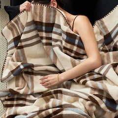 Cyflymder  High-End Thickened Faux Cashmere Blanket Luxury Single Sofa Blanket for Napping Double Layered Retro Multifunctional Home Decor