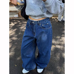Cyflymder  Women Blue Gothic Y2k Baggy Emo Jeans Harajuku Vintage Denim Trousers Aesthetic 2000s Style Oversize Boyfriend Jeans Pants 2025