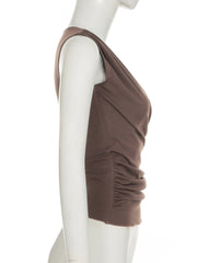 Cyflymder  Sexy Slim Folds Tank Tops Fake 2 Piece Elegant Bandage Hollow Out V-Neck Sleeveless Tops Women Summer Fashion Lady