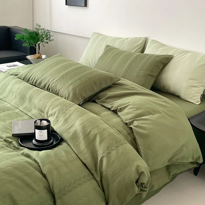 Cyflymder  Class A 60S Pure Cotton Bedding Sets Jacquard Cotton Skin Friendly Comforter Set Girl Style Duvet Cover Set for Queen King Size