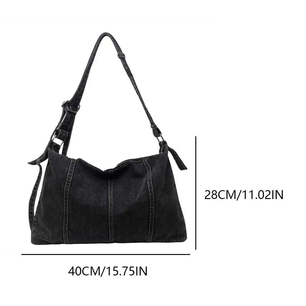 Cyflymder Denim Messenger Bag for Women Fashion Shoulder Bags Chic Hobo Bag Casual Crossbody Bag Outdoor Travel Tote Bag Women's Bag