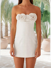 Cyflymder  Women s Floral Print Strapless Backless  Fit Mini Dress for Summer Clubwear Tube Dress with Flattering Silhouette