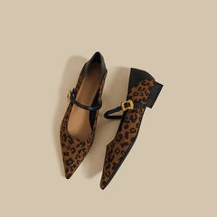 Cyflymder  Street Style Leopard Women Mary Jane Shoes Ladies Concise Pointed Toe Pumps Spring Autumn Women's Commuting Shoes