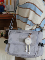 Cyflymder  Casual Large Capacity Shoulder Bag Women's Commuter Bag Printed Bear Crossbody Bag for Class And Commuting Nylon Material