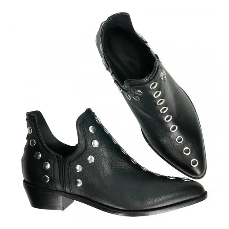 Cyflymder  New Women's Boots Autumn Pointed Head Rivets Personality Ankle Boots Women Sneakers Women