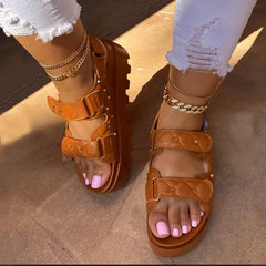 Cyflymder  Women's Thick Bottom Sandals Summer Large Size Platform Beach Shoes Outdoor Casual Slip-On Summer Footwear