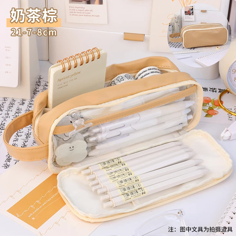Cyflymder  Large Capacity Pencil Case Kawaii Stationery Pen Case Trousse Transparent Pencilcase School Supplies Estuche Escolar Pencil Box