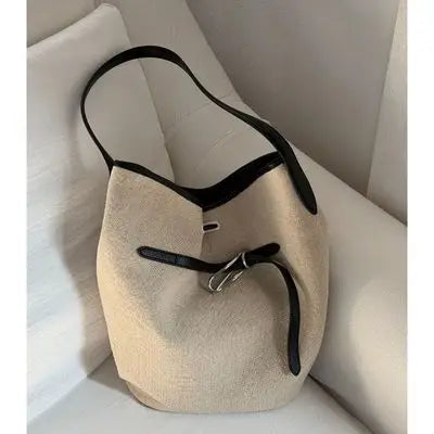 Cyflymder   Fashion Linen Canvas Bucket Bag Women Large Capacity High Quality Fabric Handbag Ladies Casual Versatile Commuter Crossbody Bags