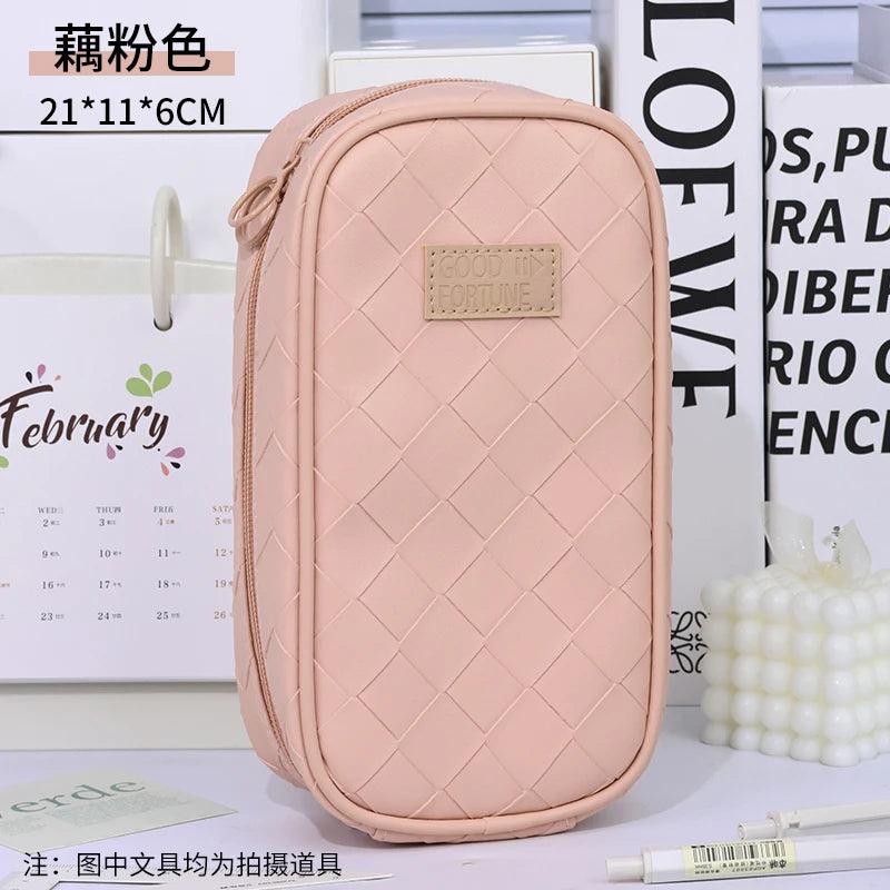 Cyflymder Soft Leather Pencil Case School Supplies Trousse Pencilcase Large Capacity Pencil Box Estuches Escolares Stationery Pencil Pouch