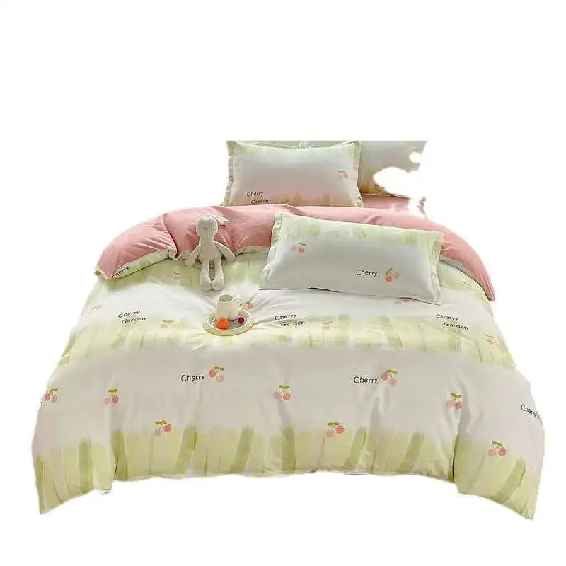 Cyflymder  New Cotton Duvet Cover, Long Staple Cotton Bed Sheet, Thickened And Brushed Four Piece Set, Student Dormitory Three Piece Set