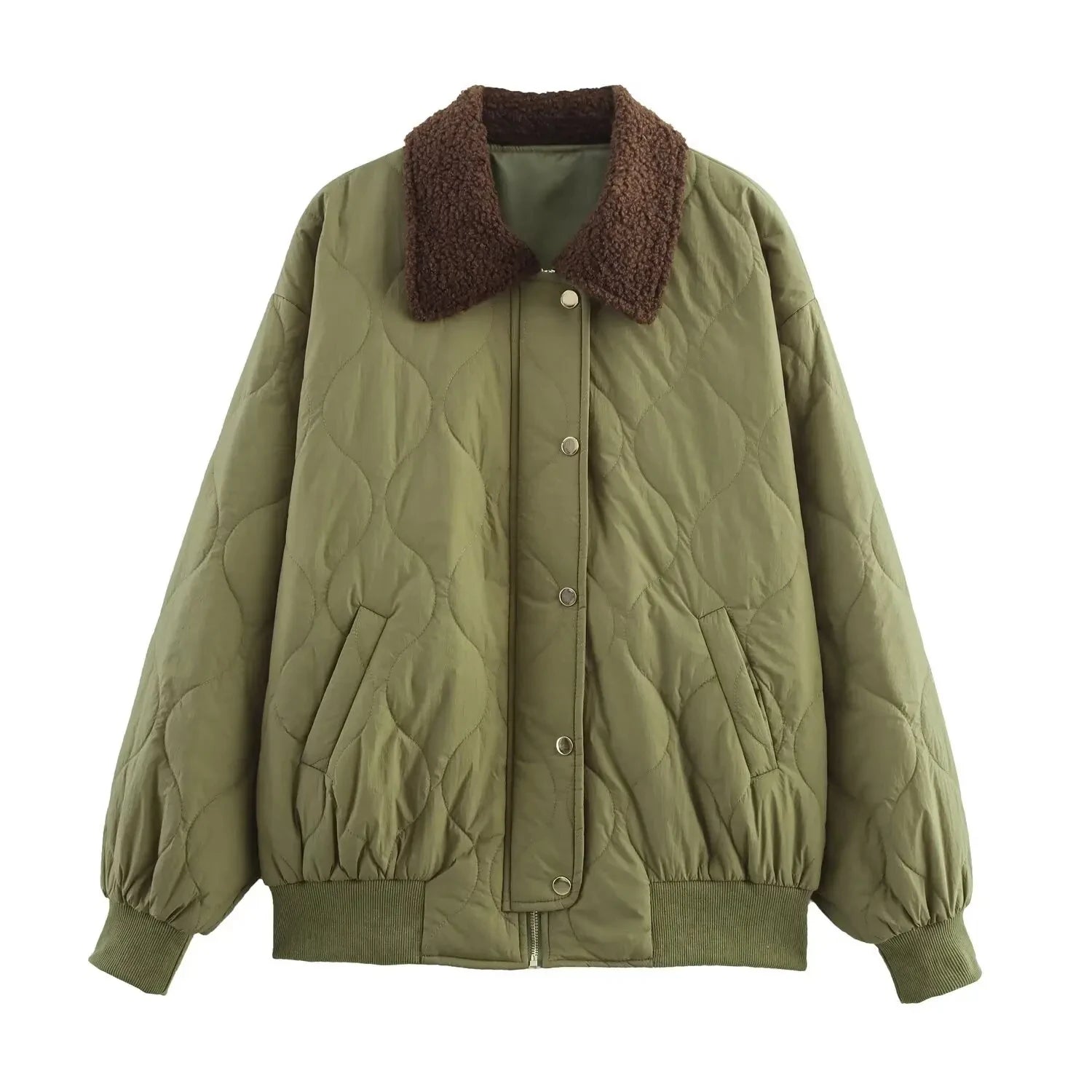 Cyflymder  Fashion Cotton-Padded Bomber Jacket Women Harajuku Casual Loose Single Breasted Pocket Zipper Jacket Coat 2025 New Autumn Winter