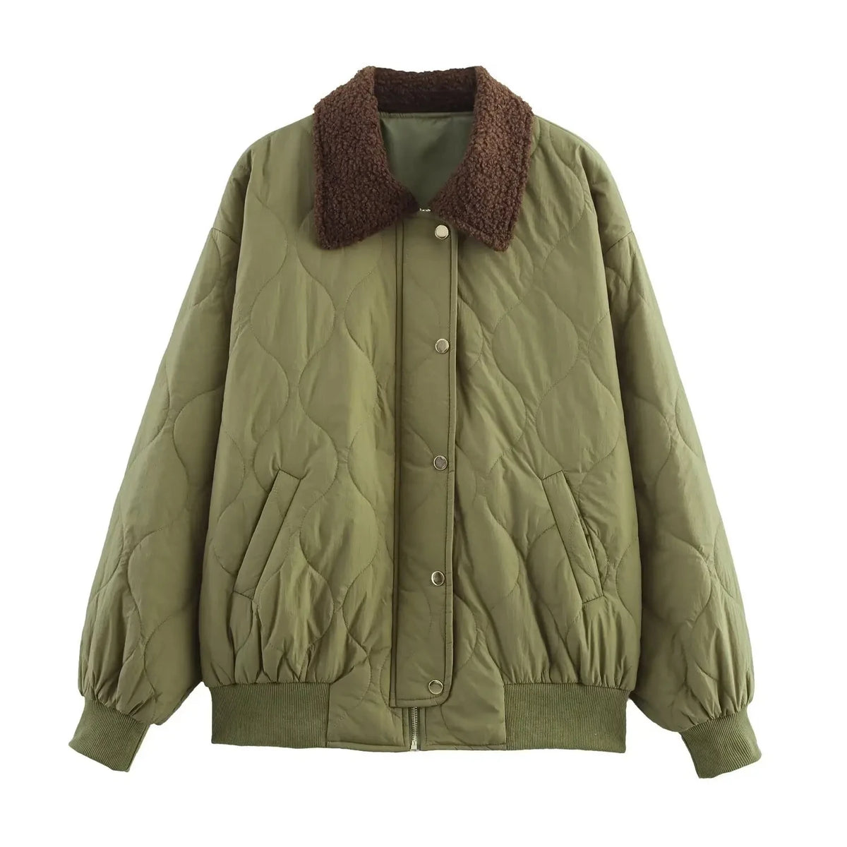 Cyflymder  Fashion Cotton-Padded Bomber Jacket Women Harajuku Casual Loose Single Breasted Pocket Zipper Jacket Coat 2025 New Autumn Winter