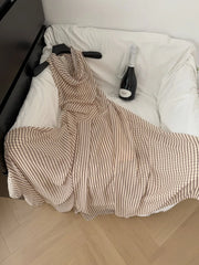 Cyflymder  Summer Women French Vintage Vacation Striped Sleeveless Dress Maxi Frock Design Old Money Evening Two Piece Sets Party Evening