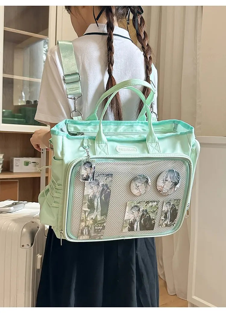 Cyflymder  Vintage Y2k Aesthetic Simple Shoulder Crossbody Bags All Match Trendy Transparent Ita Bag Ins Casual Backpack for Women Students