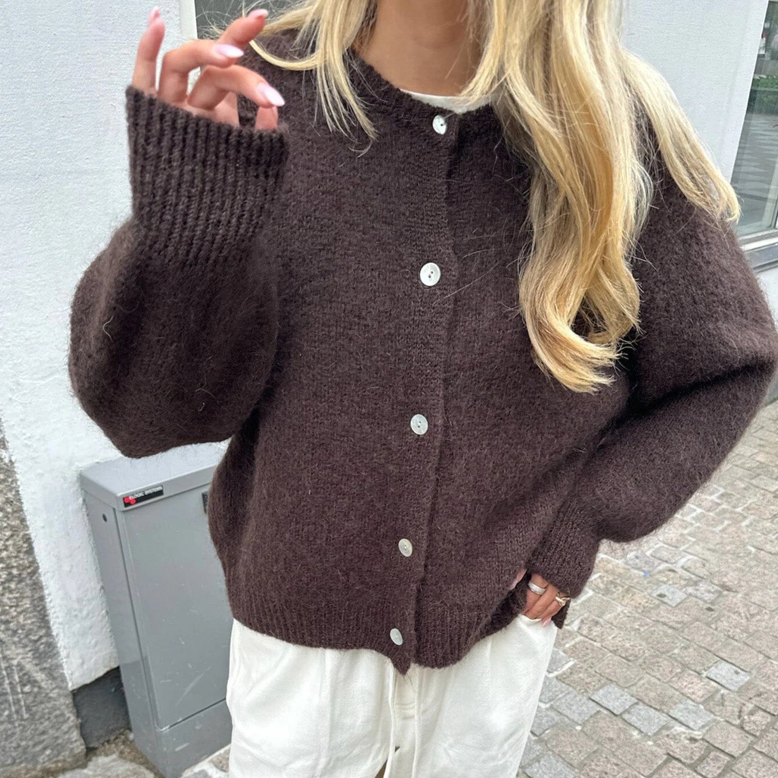Cyflymder  Y2K Streetwear Solid Color Soft Knitted Sweater Tops Outerwear Women Casual Basic Cardigans Front Button Up Long Sleeve Knitwear