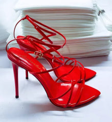 Cyflymder  Cross lined slim heel sandals, women's sexy high heels, fashion sandals, slim strap, new summer pointed toe exposed sandals