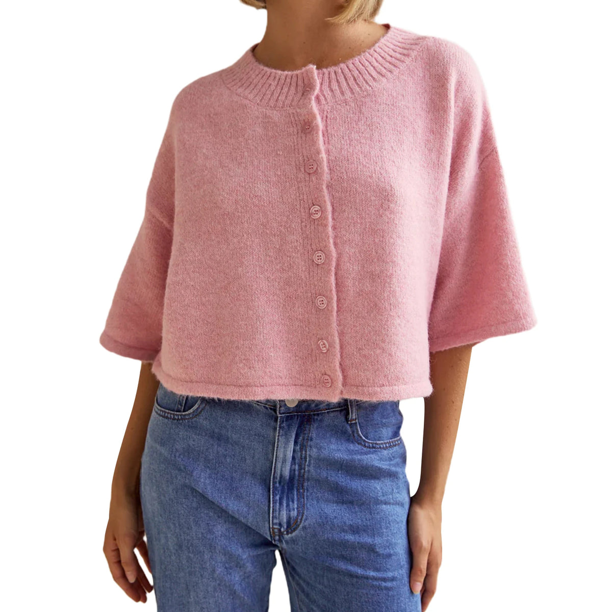 Cyflymder  Ladies Cable Knit Sweater Chic V-Neck Long Sleeve Pullover Jumper Casual Solid Color Knitted Top Coat with Buttons