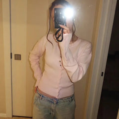 Cyflymder  new qutumn winter sweet all match women o neck long sleeve sweater y2k classic fashion commuter cardigan simple slim jumper