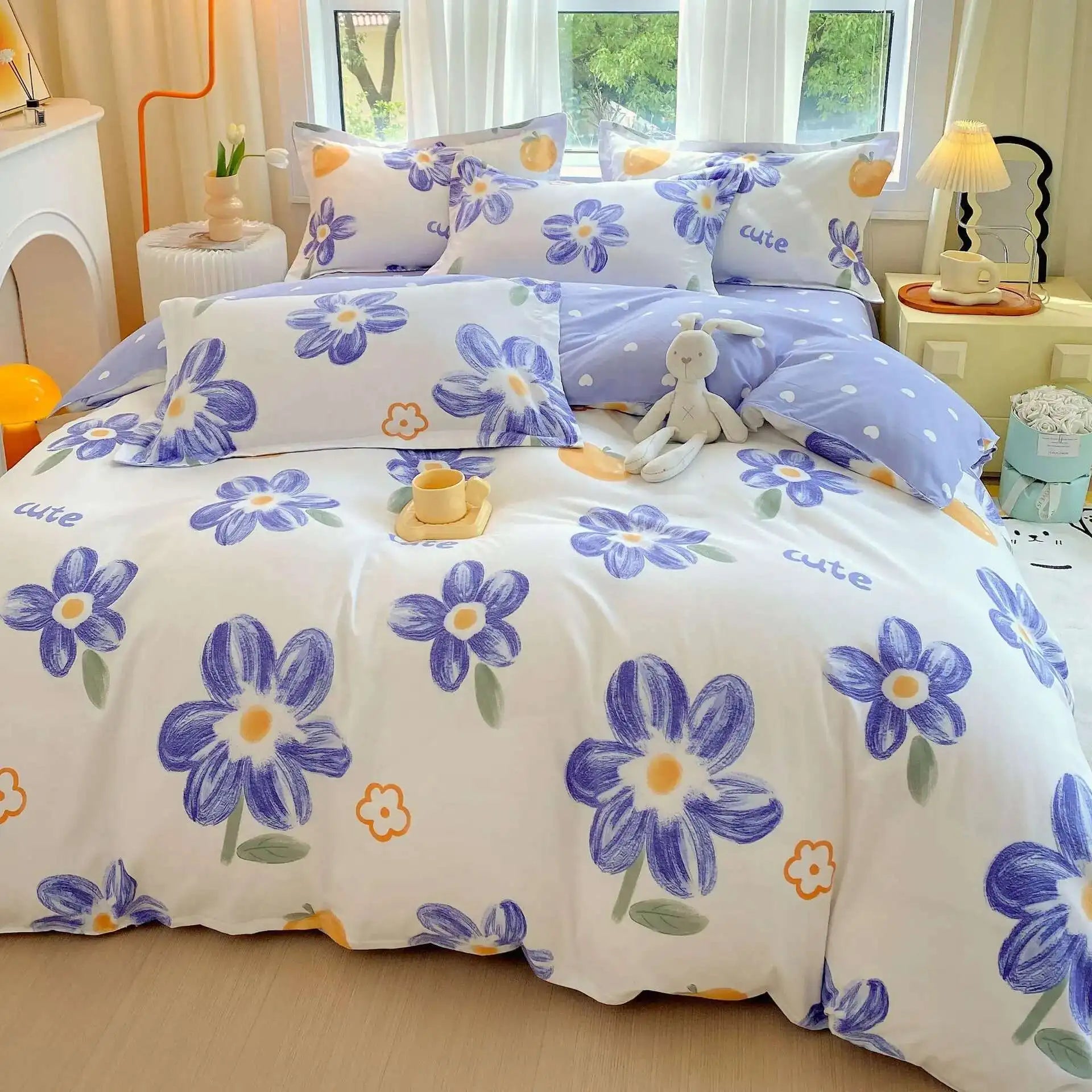 Cyflymder  New Cotton Duvet Cover, Long Staple Cotton Bed Sheet, Thickened And Brushed Four Piece Set, Student Dormitory Three Piece Set