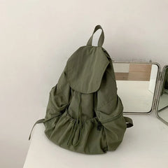 Cyflymder  Nylon Drawstring Pleated Backpack Women Trendy Vintage Casual Schoolbags Casual Travel Students Y2k Aesthetic Simple Backpacks