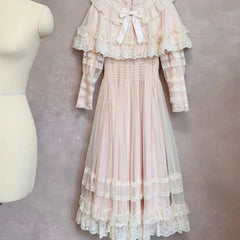 Cyflymder  Lolita Lace Embroidery Cloak Blouse Y2k Aesthetic Sweet Bandage Grunge Blusas Ruffled Collar Sleeveless Cropped Women Shirt