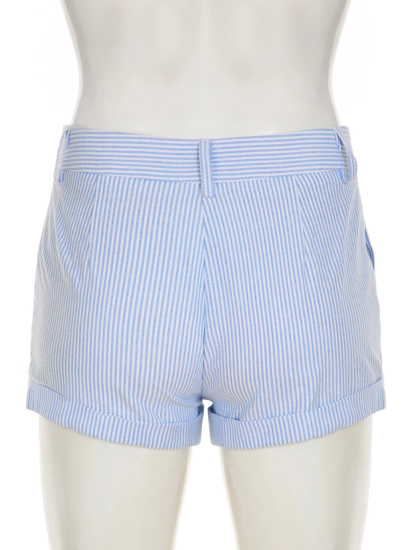 Cyflymder  Casual Slim Striped Shorts Holiday Basic Folds Low-Waisted Shorts Women 2025 Summer Fashion Streetwear Ladies Office