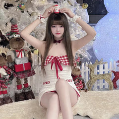 Cyflymder  Christmas Outfit Sexy Dress Santa Rudolph Cosplay Costume For Women Bodycon Dresses Pure Desire Party Performance Photoshooting