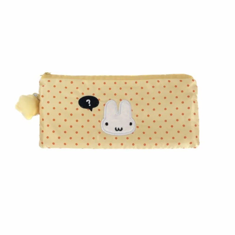 Cyflymder  1 Piece Beige Yellow Pencil Case for Kids Girl Casual Korean Fashion Polk Dot Stationery Ita Badge Clip Storage Bag Pencil Pouch