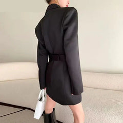 Cyflymder Spring and Autumn High end Waist Slimming Suit Coat Women Top Casual British Mid length Outwear Black Blazers Women Clothing