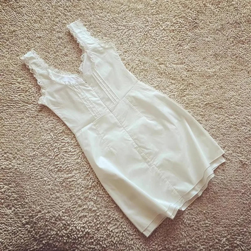 Cyflymder  Corset Style White Mini Dress Women pintuck details sexy women dress new cotton summer dress y2k party dresses