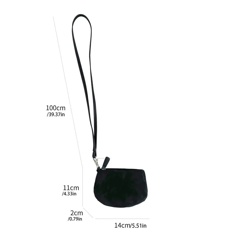 Cyflymder  PU Leather Suede Coin Purse Shoulder Bag Lipstick Earphone Pouch Mini Storage Bag Purse Card Holder Lanyard Wallet Outdoor