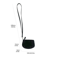 Cyflymder  PU Leather Suede Coin Purse Shoulder Bag Lipstick Earphone Pouch Mini Storage Bag Purse Card Holder Lanyard Wallet Outdoor