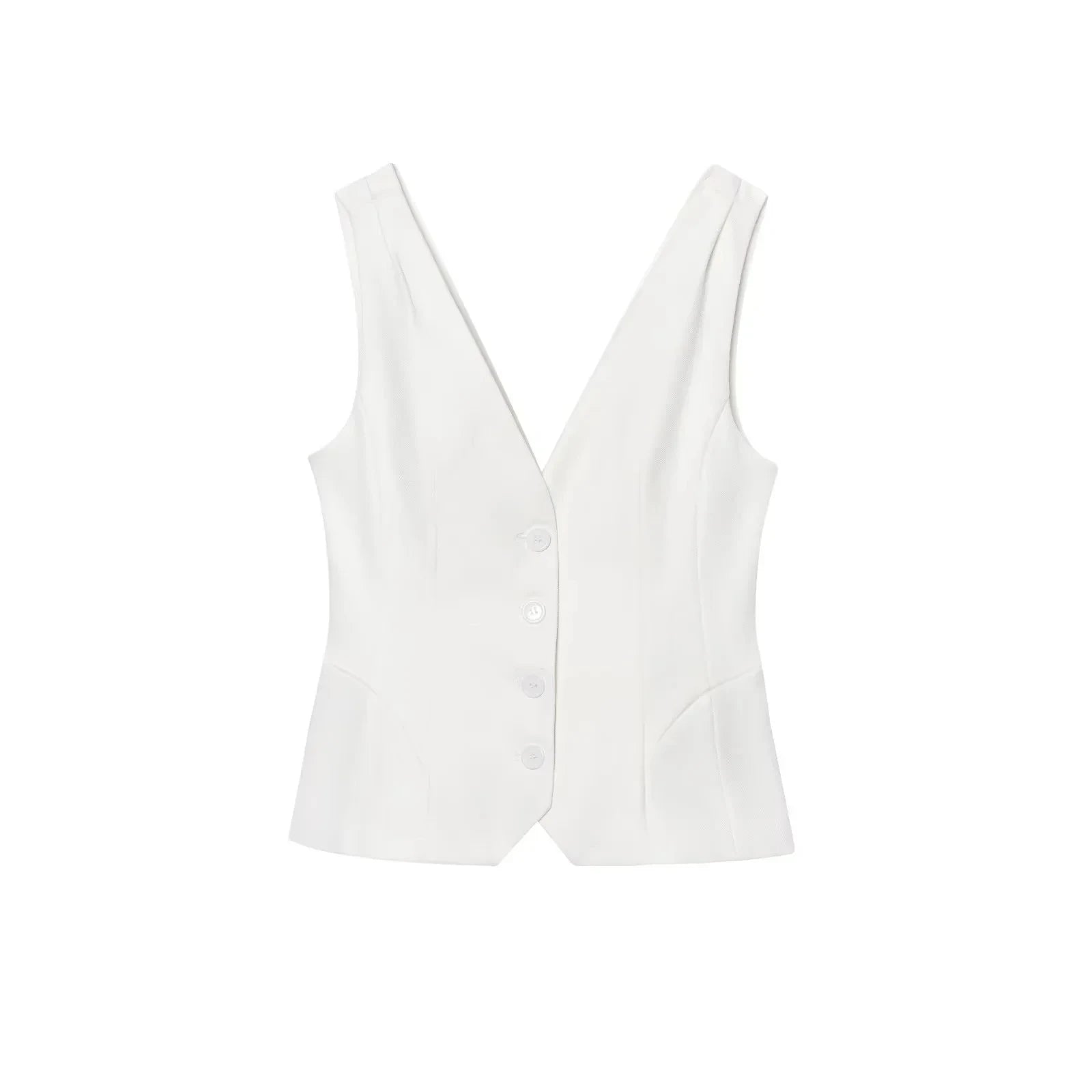 Cyflymder  Fashion Slim Vest For Women Summer 2025 New Brown Single Breasted V-neck Sleeveless Waistcoat Sleeveless Office Casual Solid Top