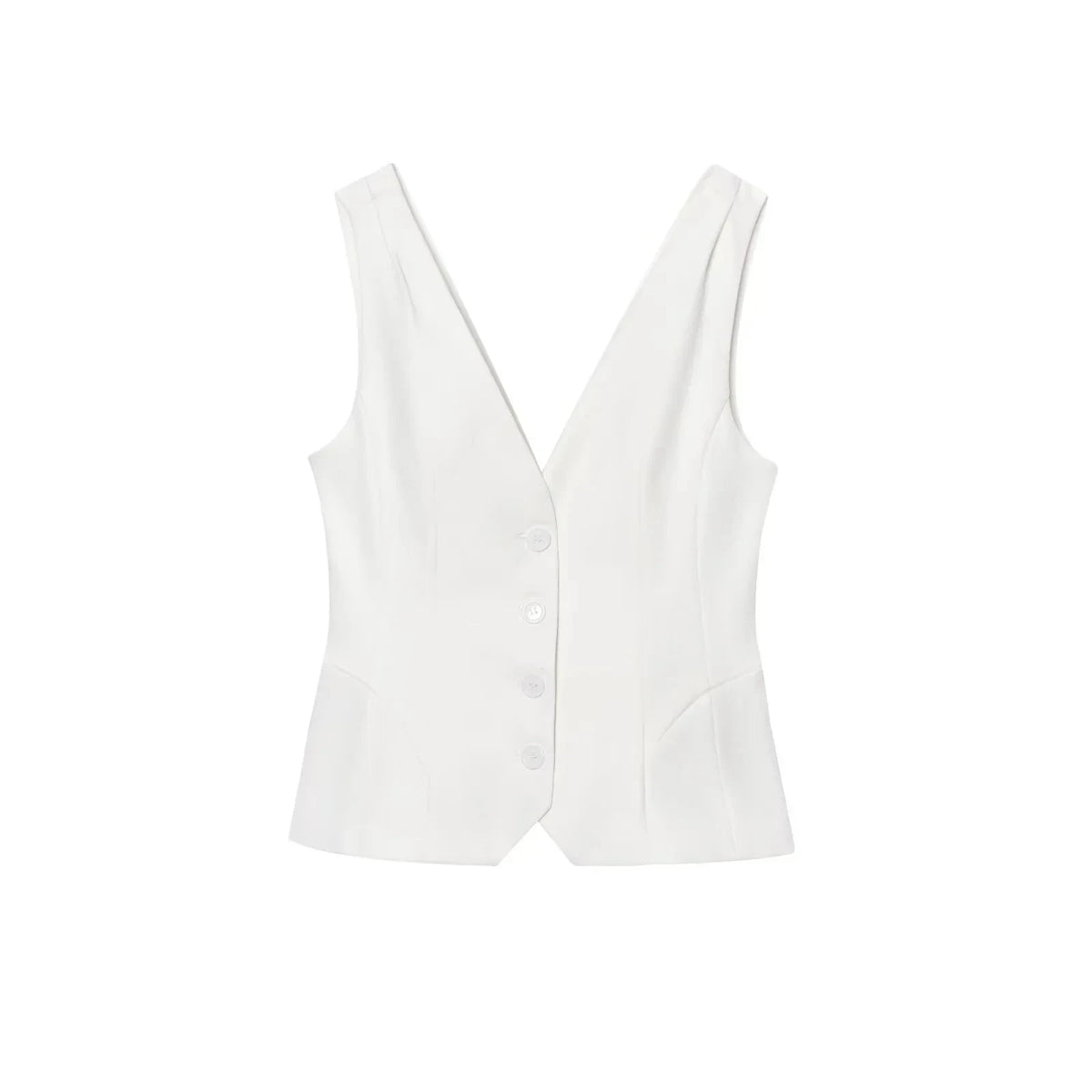 Cyflymder  Fashion Slim Vest For Women Summer 2025 New Brown Single Breasted V-neck Sleeveless Waistcoat Sleeveless Office Casual Solid Top