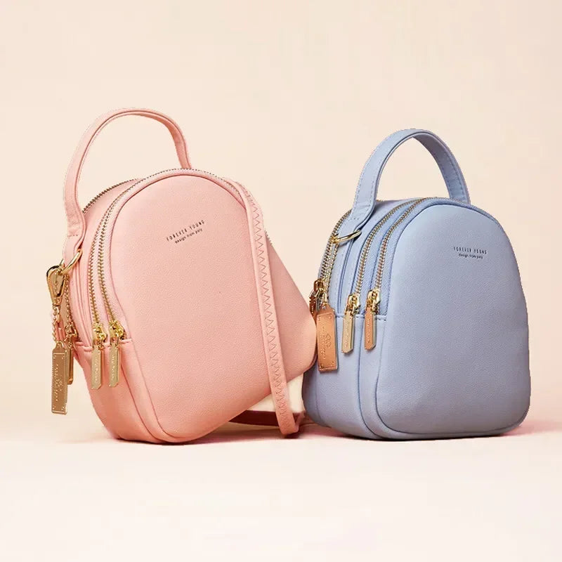 Cyflymder  Women's 3-Layer Soft Leather Backpack - Convertible Crossbody/Shoulder Bag, Compact Yet Spacious Stylish Design