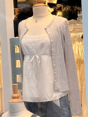 Cyflymder  Solid Basic Cotton Long Sleeve Knitted Cardigan Women Simple O-neck Casual Preppy Style Jumper Sweet Prepppy Style Sweater Top