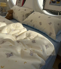 Cyflymder  Cute cartoon bear star moon bedding set kid 1.2 1.5 2.0,twin full queen lovely cotton home textile sheet pillow case quilt cover