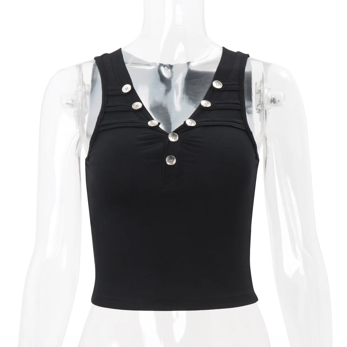 Cyflymder  Summer Fashion V Neck Sleeveless Solid All Match Slim Outerwear Knitted Tanks