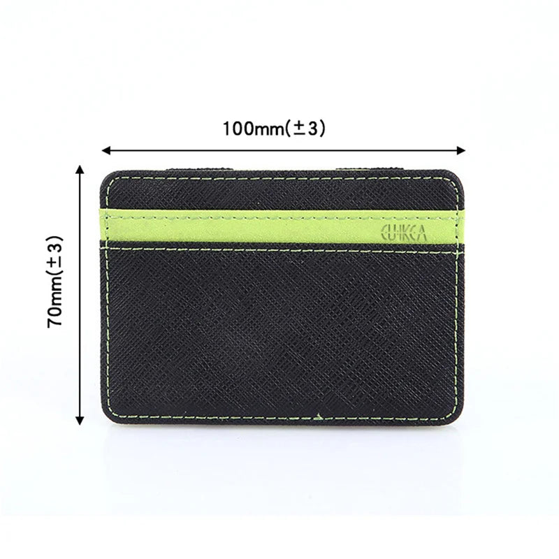 Cyflymder 1PC Ultra Thin PU Leather Women Men Magic Wallets Short Business Credit Card Holder Clutch Bag Case Pouch Mini Small Coin Purses