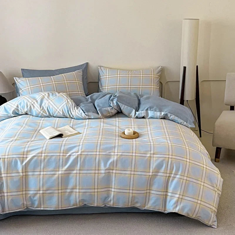 Cyflymder  Fashion Geometric Pattern Printed Fitted Sheet Style Bedclothes Cotton Soft Skin Friendly Bedding Set King Queen Bed Comfort Set